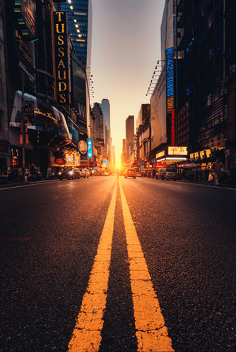 Manhattan henge at sunset